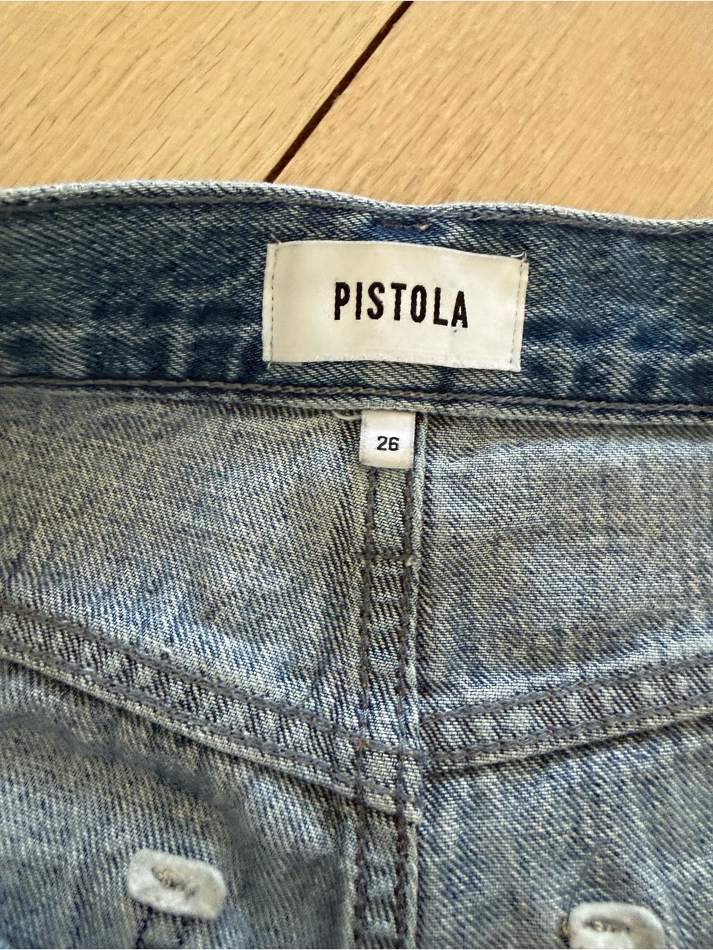 Pistola Light Blue High-Rise Denim Shorts - Size 26 - Picture 3 of 3